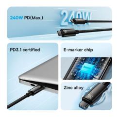 Дата кабель Baseus USB-C to USB-C 1.0m 240W Black Фото 7