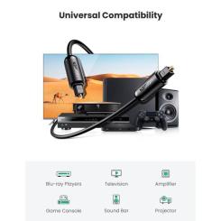 Кабель мультимедийный Ugreen Optical Toslink 1.5m AV122 black Фото 1