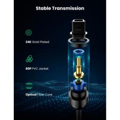 Кабель мультимедийный Ugreen Optical Toslink 1.5m AV122 black Фото 3