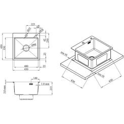 Мойка кухонная Kroner Gebьrstet-4545HM Фото 8
