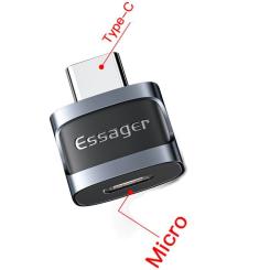Переходник Essager USB-C M to Micro 5P F gray Фото 1
