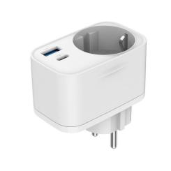 Зарядное устройство Gembird 1xUSB-C PD20W + 1xUSB QC3.0 + Schuko white Фото 1