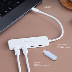Концентратор J5create USB-C to 4xUSB-C 3.2 10Gbps white Фото 6