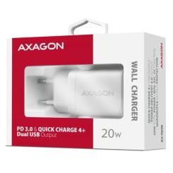 Зарядное устройство AXAGON 1xUSB QC3.0 + 1xUSB-C PD20W white Фото 1