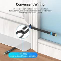 Кабель мультимедийный Vention HDMI M to HDMI M 1.0m 4K60Hz flat black Фото 1