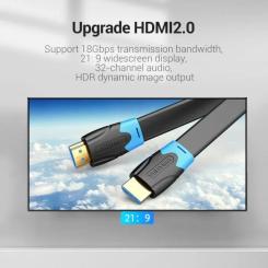 Кабель мультимедийный Vention HDMI M to HDMI M 1.0m 4K60Hz flat black Фото 3