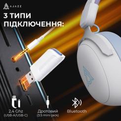 Наушники Ajazz AHM08 MAX 3-Mode White/Purple Фото 6