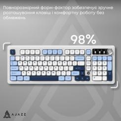 Клавиатура Ajazz AF98 Plus Wireless/Bluetooth/USB UA White/Blue Фото 7