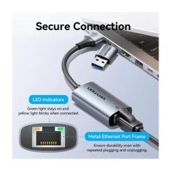 Переходник Vention USB-C to RJ45 Ethernet 1000Mbps gray Фото 9
