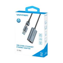 Переходник Vention USB-C to RJ45 Ethernet 1000Mbps gray Фото 2