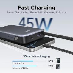 Батарея универсальная Ugreen 20000mAh 45W with Built-in Cable Фото 3