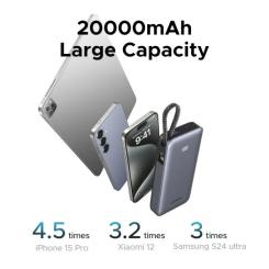 Батарея универсальная Ugreen 20000mAh 45W with Built-in Cable Фото 7