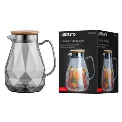 Кувшин Ardesto Graphite 1500мл, боросилікатне скло, бамбук, сірий Фото 3