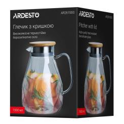 Кувшин Ardesto Graphite 1500мл, боросилікатне скло, бамбук, сірий Фото 4