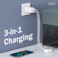 Зарядное устройство Digitus 2xUSB-C + 1xUSB 67W GaN Фото 9