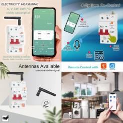 Автоматический выключатель TUYA 1P+N, Wi-Fi, RS485, 63A Фото 1