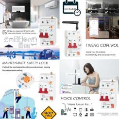 Автоматический выключатель TUYA 1P+N, Wi-Fi, RS485, 63A Фото 2