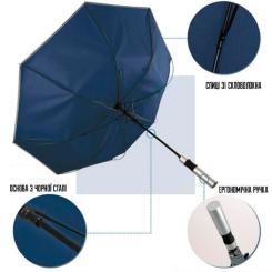 Зонт Perletti Reflecting тростина, з системою антивітер, темно-с Фото 4