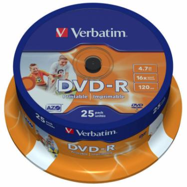 Диск DVD Verbatim 4.7Gb 16X CakeBox 25шт Printable Фото