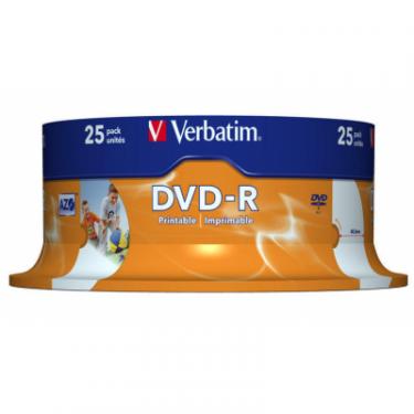 Диск DVD Verbatim 4.7Gb 16X CakeBox 25шт Printable Фото 1