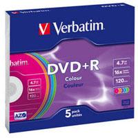 Диск DVD Verbatim 4.7Gb 16X SlimBox 5 шт Color Фото