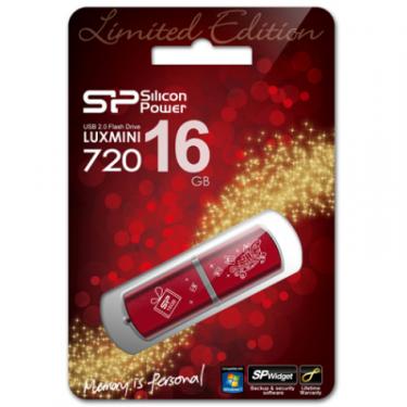 USB флеш накопитель Silicon Power 16Gb LuxMini 720 red winter edition Фото 2