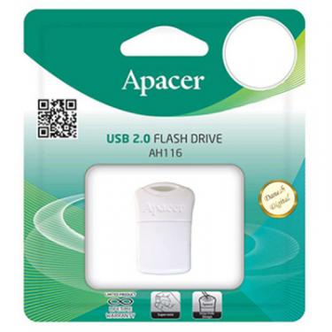USB флеш накопитель Apacer 8GB AH116 White USB 2.0 Фото 2