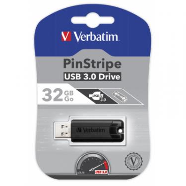 USB флеш накопитель Verbatim 32GB PinStripe Black USB 3.0 Фото 4