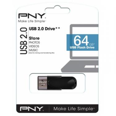 USB флеш накопитель PNY flash 64GB Attache4 Black USB 2.0 Фото 3