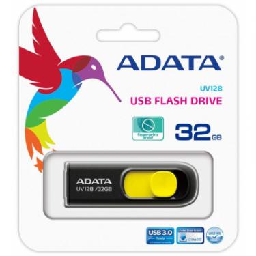 USB флеш накопитель ADATA 32GB UV128 Black-Yellow USB 3.0 Фото 4