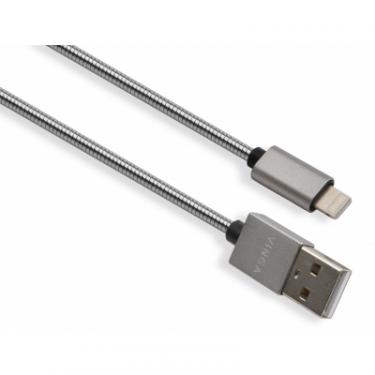 Дата кабель Vinga USB 2.0 AM to Lightning 1m stainless steel silver Фото