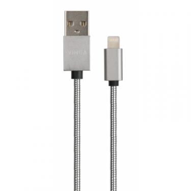 Дата кабель Vinga USB 2.0 AM to Lightning 1m stainless steel silver Фото 1