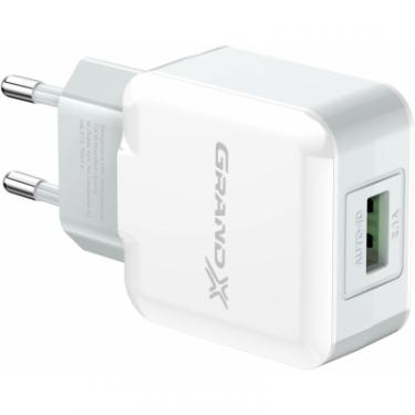 Зарядное устройство Grand-X USB 5V 2,1A White + cable USB -> Lightning, Cu Фото 1