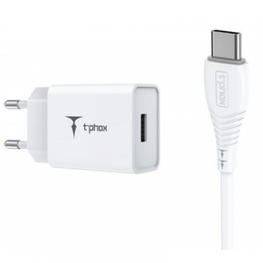 Зарядное устройство T-Phox Mini 12W 2.4A + Type-C cable 1.2m (White) Фото