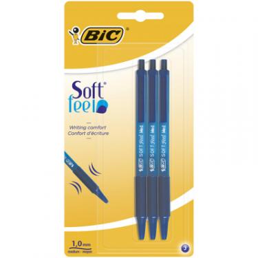 Ручка шариковая Bic Soft Feel Clic Grip, синяя, 3шт в блистере Фото 1