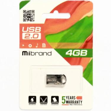 USB флеш накопитель Mibrand 4GB Hawk Black USB 2.0 Фото 1