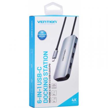 Концентратор Vention USB3.1 Type-C --> HDMI/USB-C Gen 1/USB 3.0x3/PD 10 Фото 1