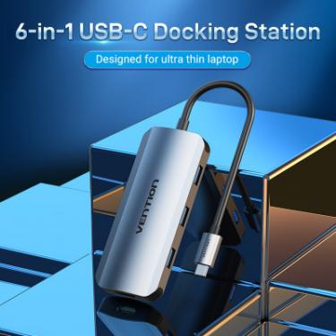 Концентратор Vention USB3.1 Type-C --> HDMI/USB-C Gen 1/USB 3.0x3/PD 10 Фото 2