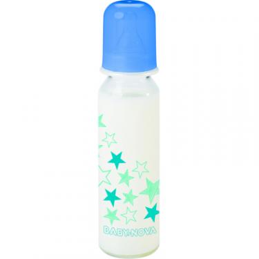 Бутылочка для кормления Baby-Nova Декор скляна 250 мл Синя Фото