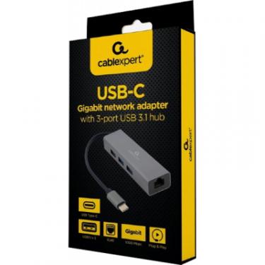Концентратор Cablexpert Type-С to Gigabit Ethernet, 3 Ports USB 3.1 Gen1 ( Фото 1