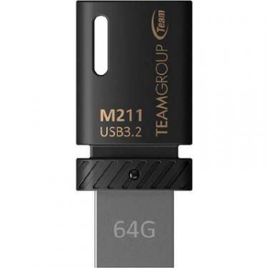USB флеш накопитель Team 64GB M211 Black USB 3.2/Type-C Фото 1