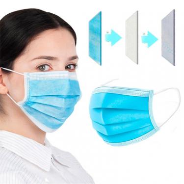 Защитная маска для лица Longevita медична тришарова нестерильна, 1х50 Фото 1