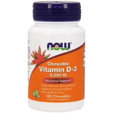 Витамин Now Foods Витамин D3 с Ментоловым Вкусом, Vitamin D-3, 5000 Фото