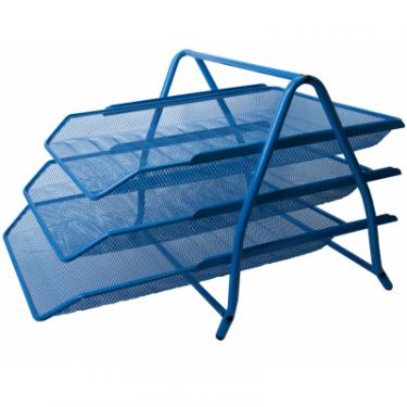 Лоток для бумаг Buromax горизонтальний 3 в 1, металевий, синій Фото