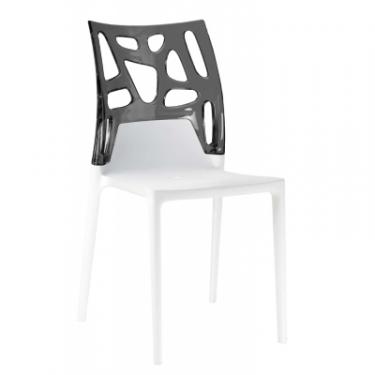 Кухонный стул PAPATYA ego-rock сидіння біле, верх прозоро-димчастий Фото