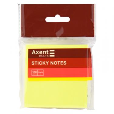 Бумага для заметок Axent 75x75мм, 100 аркушів жовтий Фото 1