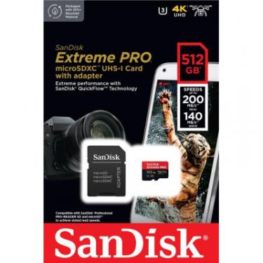 Карта памяти SanDisk 512 GB microSDXC UHS-I U3 Extreme Pro+SD Adapter Фото 3