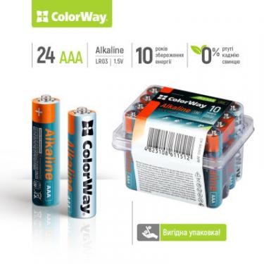 Батарейка ColorWay AAA LR03 Alkaline Power (лужні) * 24шт plastic box Фото 1