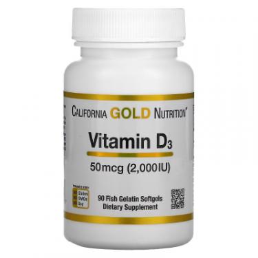 Витамин California Gold Nutrition Витамин D3, 2000 МЕ, Vitamin D3, 90 капсул из рыб Фото