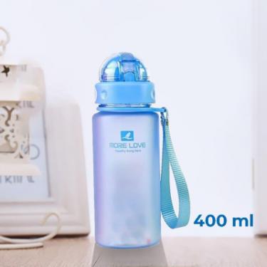 Бутылка для воды Casno 400 мл MX-5028 More Love Блакитна з соломинкою Фото 3